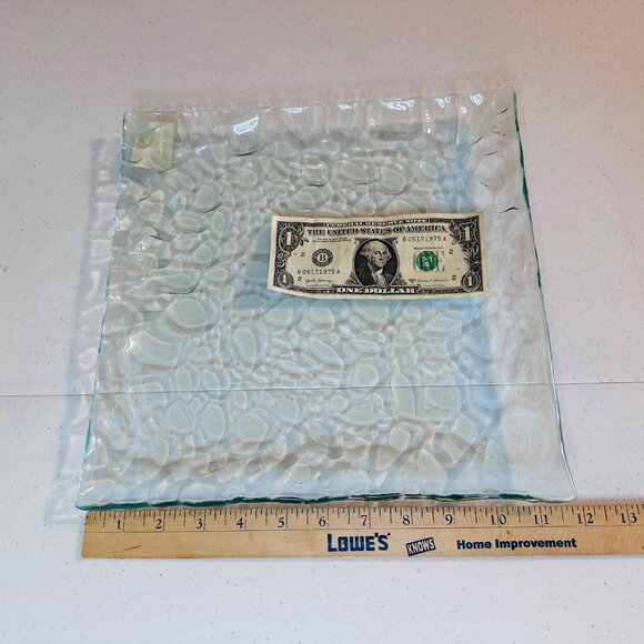 Square Textured Glass Serving Plate 12"x12" By Essential Decor & Beyond Inc. - Picture 9 of 9
